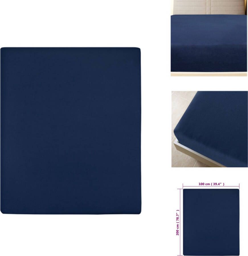 VidaXL Jersey Hoeslaken Marineblauw 100 x 200 cm 100% katoen Hoeslaken