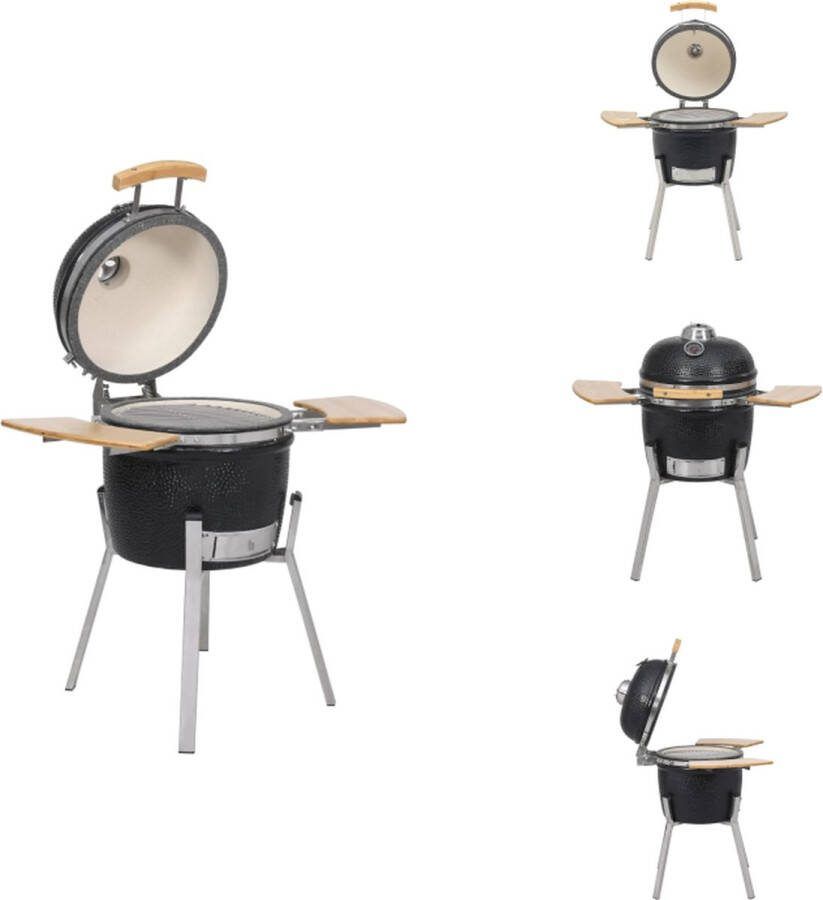 VidaXL Kamado Barbecue Keramisch 27 cm Inclusief thermometer Kolen hout Grillen bakken roken koken Barbecue