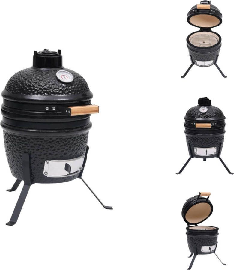 VidaXL Kamado Grill Keramisch Mini 26.5 cm Met ingebouwde thermometer Barbecue