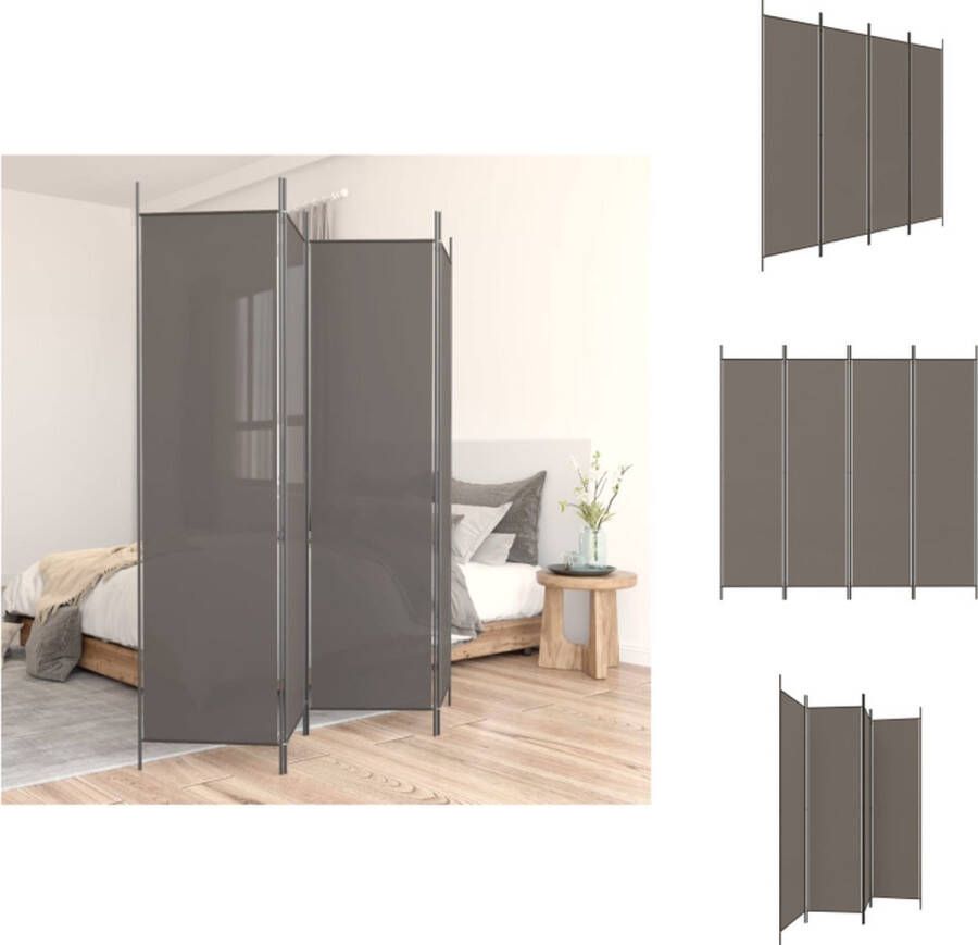 VidaXL Kamer Scherm Antraciet 698 x 180 cm Inklapbaar 100% Polyester en IJzer Kamerscherm