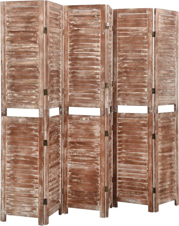 VidaXL -Kamerscherm-6-panelen-210x165-cm-massief-paulowniahout-bruin