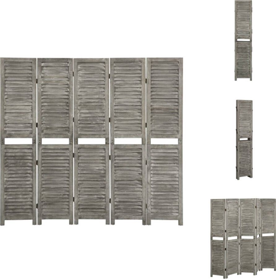VidaXL Kamerscherm Hout Opvouwbaar Grijs 179 x 166 cm Kamerscherm