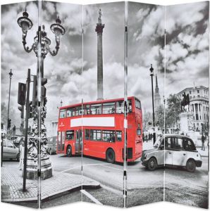 VidaXL Kamerverdeler inklapbaar Londen bus 200x170 cm zwart en wit