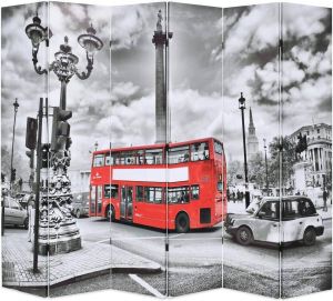 VidaXL Kamerverdeler inklapbaar Londen bus 228x170 cm zwart en wit