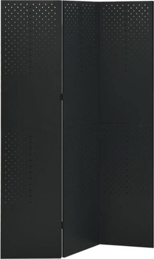 VidaXL -Kamerscherm-met-3-panelen-120x180-cm-staal-zwart