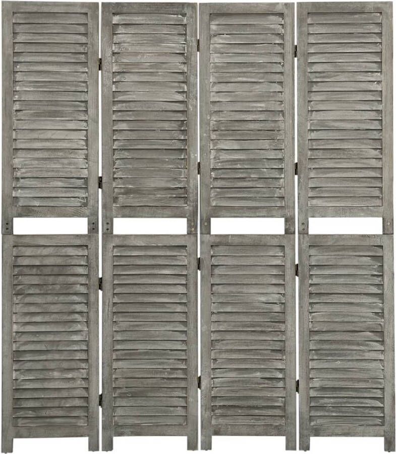 VidaXL -Kamerscherm-met-4-panelen-143x166-cm-massief-hout-grijs