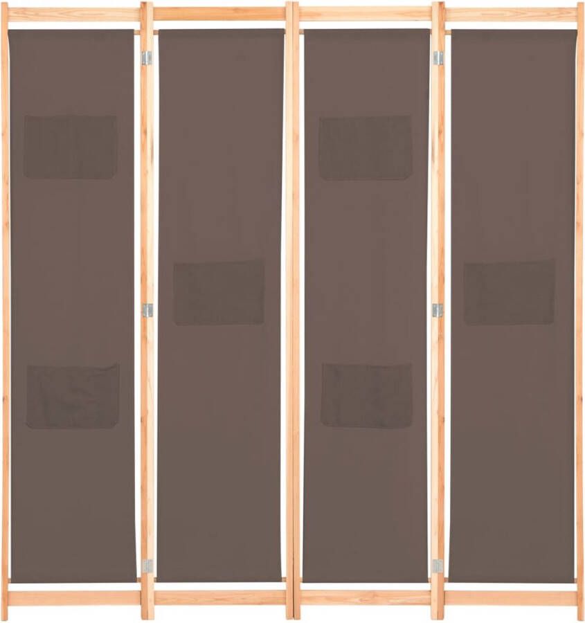 VidaXL Kamerverdeler met 4 panelen 160x170x4 cm stof bruin