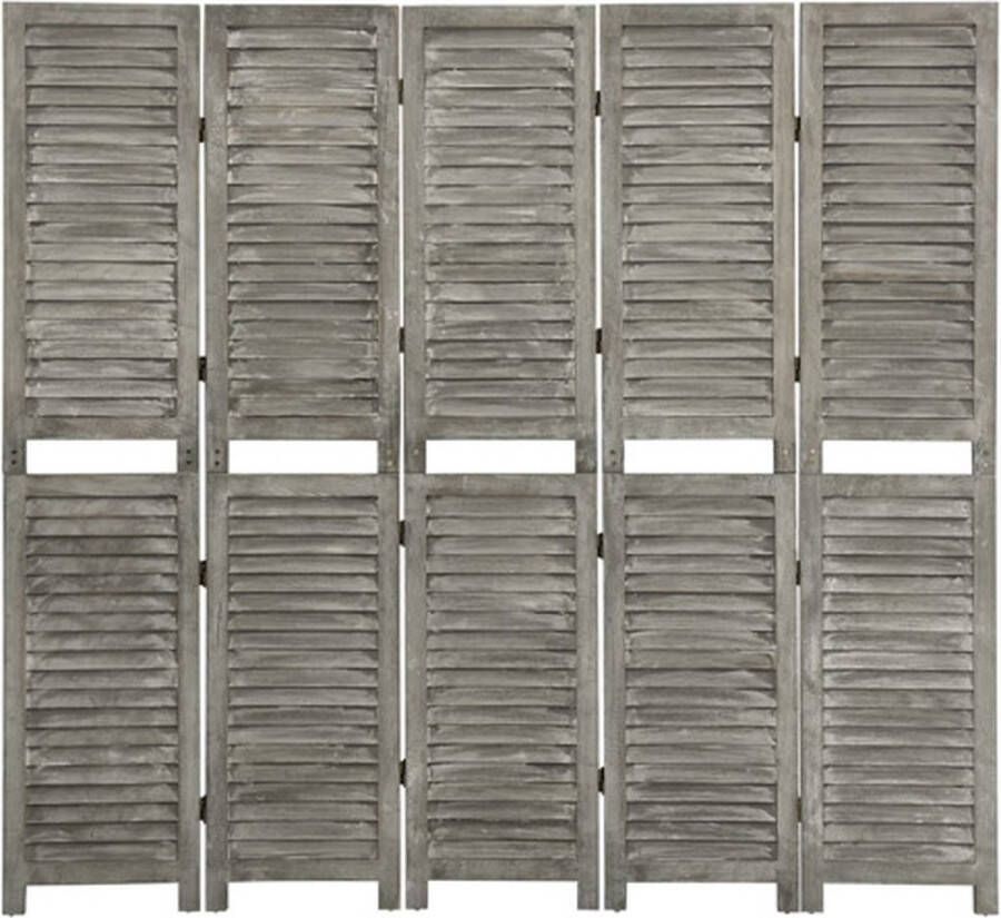 VidaXL -Kamerscherm-met-5-panelen-179x166-cm-massief-hout-grijs