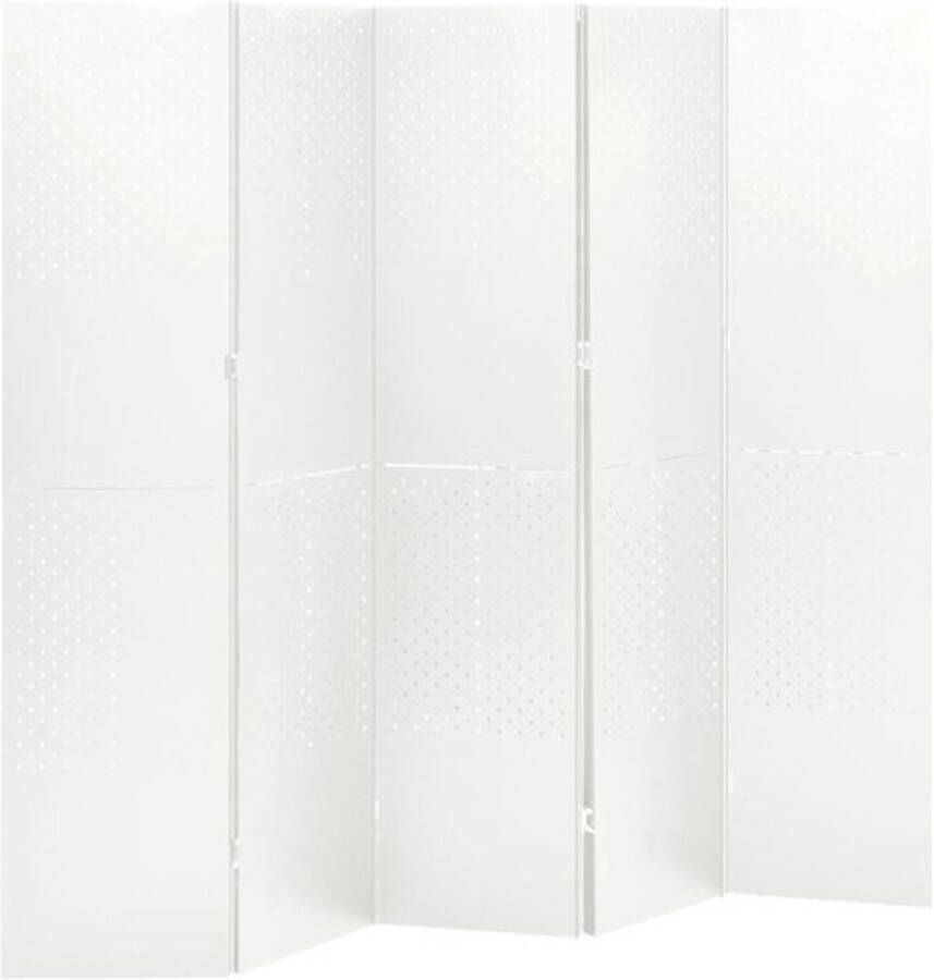 VidaXL -Kamerscherm-met-5-panelen-200x180-cm-staal-wit