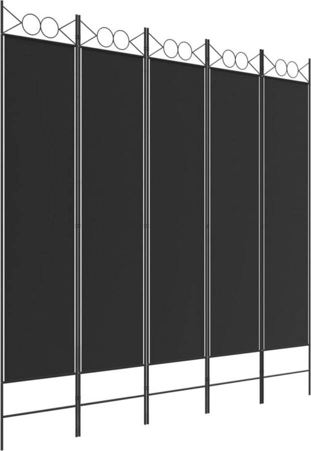 VidaXL -Kamerscherm-met-5-panelen-200x200-cm-stof-zwart