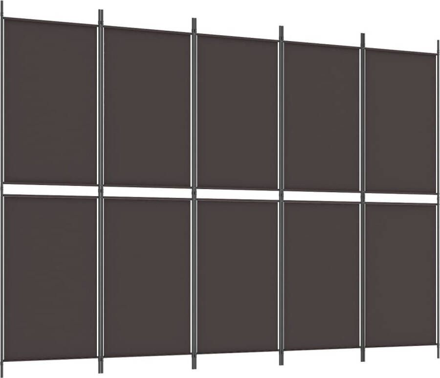 VidaXL -Kamerscherm-met-5-panelen-250x180-cm-stof-bruin