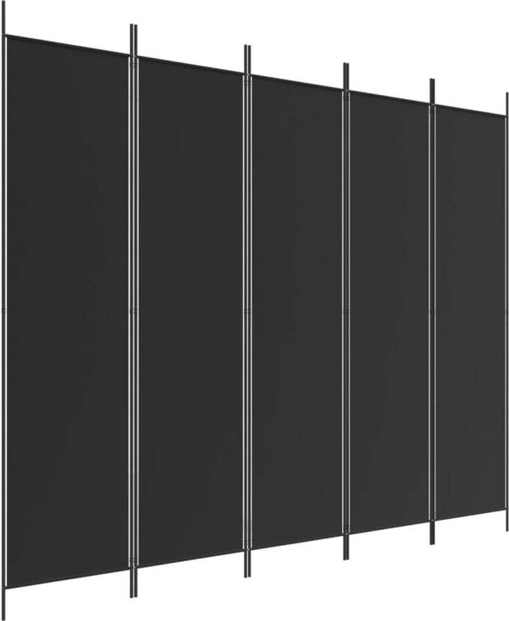 VidaXL -Kamerscherm-met-5-panelen-250x200-cm-stof-zwart