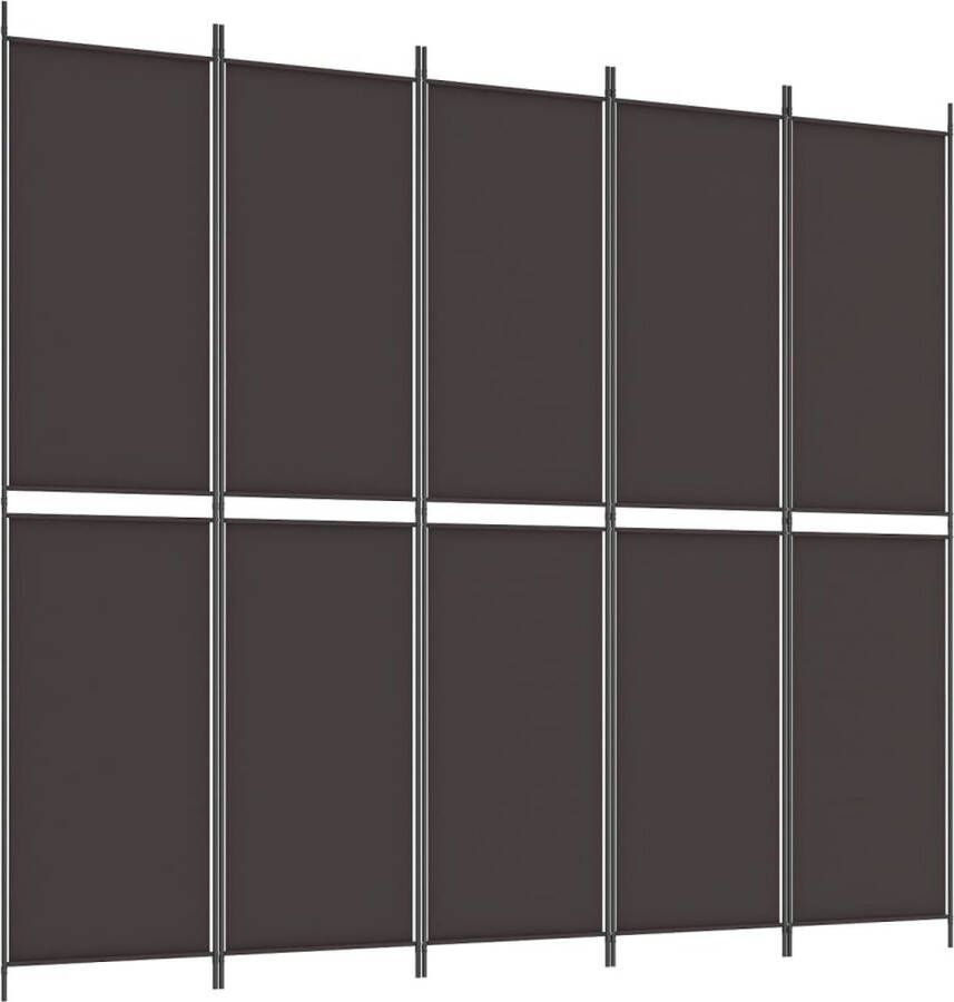VidaXL -Kamerscherm-met-5-panelen-250x220-cm-stof-bruin