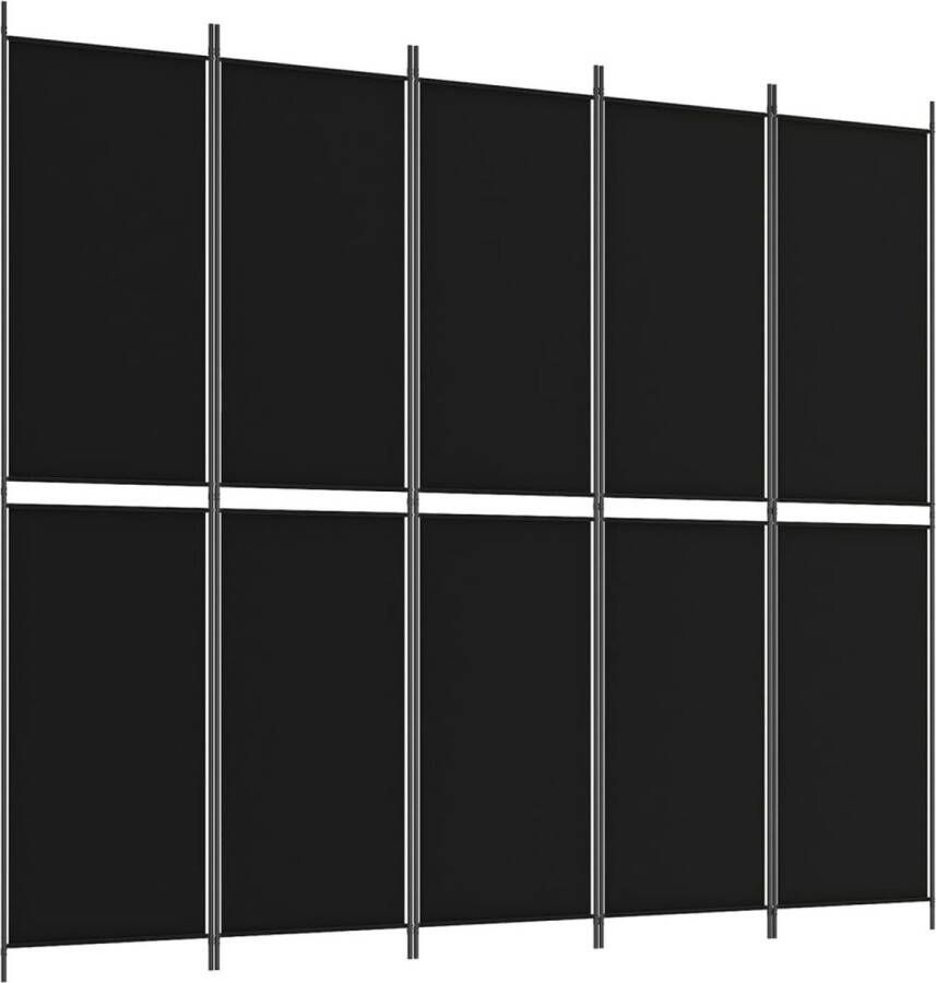 VidaXL -Kamerscherm-met-5-panelen-250x220-cm-stof-zwart