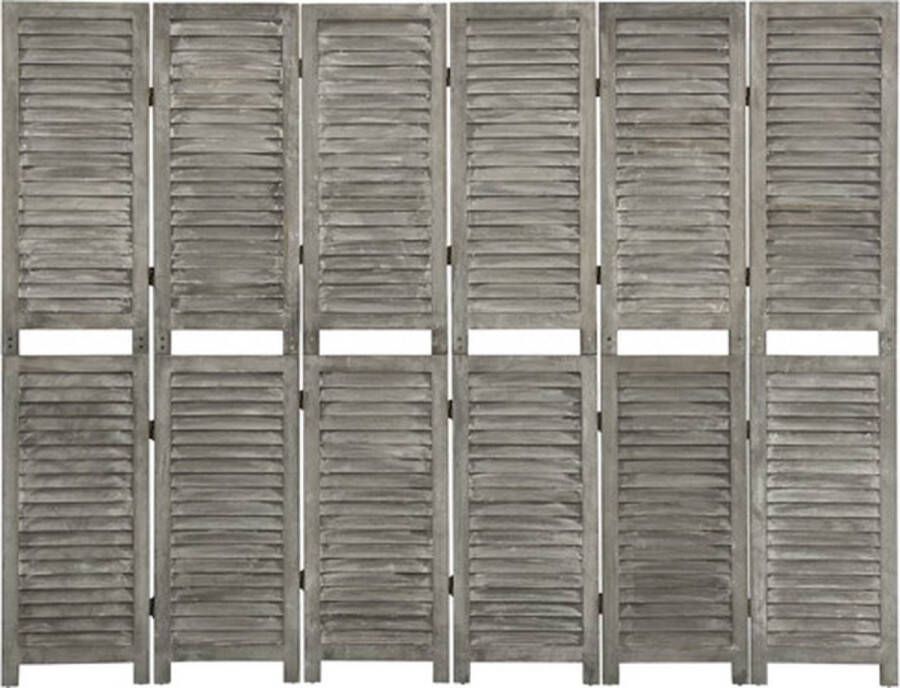 VidaXL -Kamerscherm-met-6-panelen-214x166-cm-massief-hout-grijs