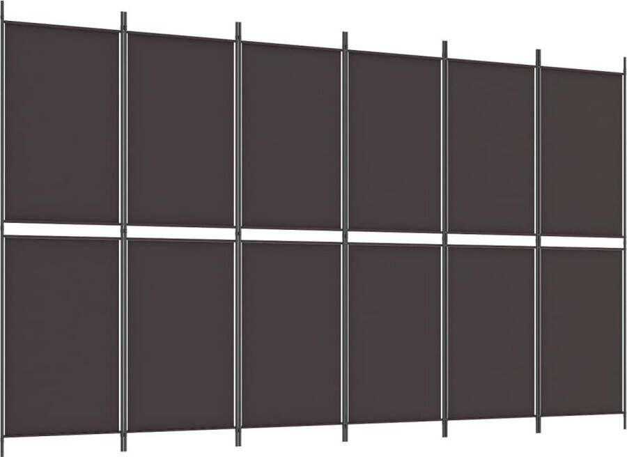 VidaXL -Kamerscherm-met-6-panelen-300x180-cm-stof-bruin