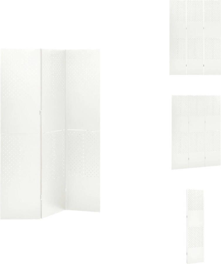 VidaXL Kamerscherm Staal 120 x 180 cm Wit Stabiel en Duurzaam Eenvoudig Inklapbaar Geschikt voor Privacy of Decoratie Kamerscherm