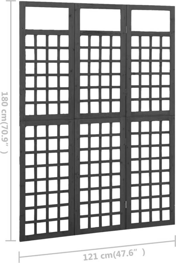 VidaXL -Kamerscherm trellis-met-3-panelen-121x180-cm-vurenhout-zwart