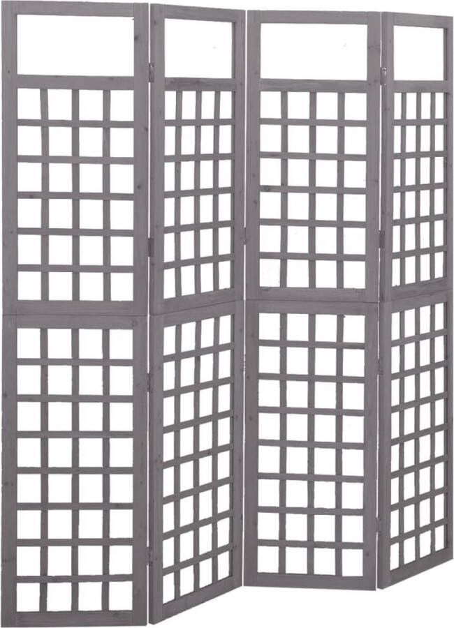 VidaXL -Kamerscherm trellis-met-4-panelen161x180-cm-vurenhout-grijs
