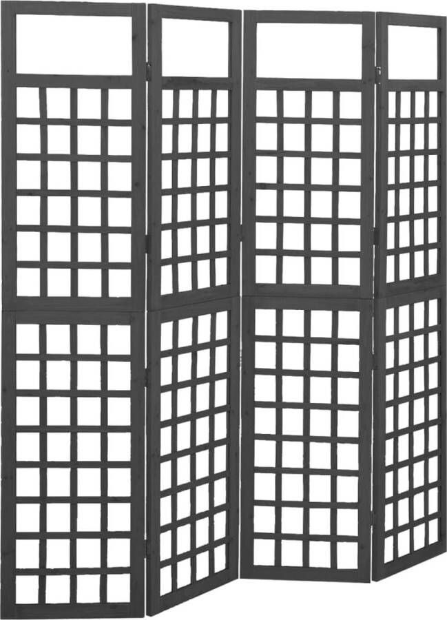VidaXL -Kamerscherm trellis-met-4-panelen161x180-cm-vurenhout-zwart