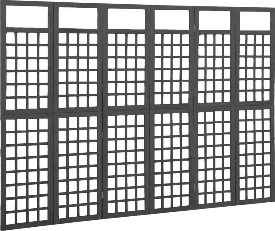 VidaXL -Kamerscherm trellis-met-6-panelen-242 5x180-cm-vurenhout-zwart