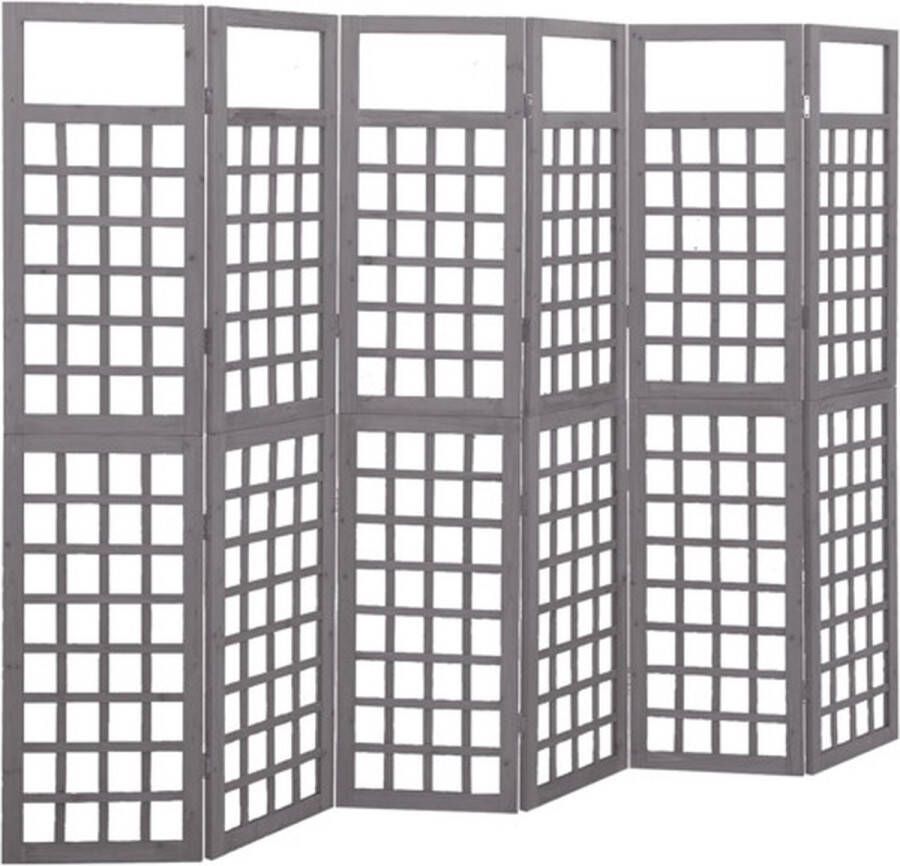 VidaXL -Kamerscherm trellis-met-6-panelen-242 5x180-cm-vurenhout-grijs