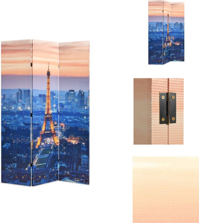 VidaXL Kamerverdeler Parijs bij nacht 120 x 170 cm Massief houten frame Kamerscherm