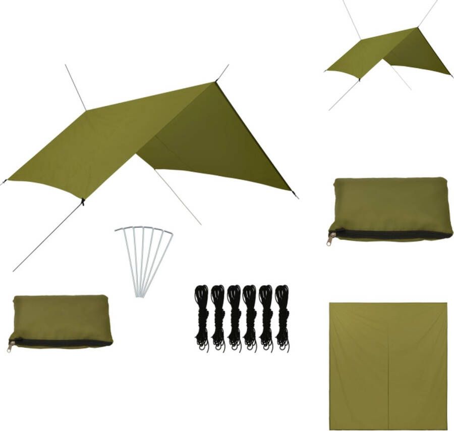VidaXL Kampeerzeil Camping Outdoor 300 x 285 cm Groen Parasol