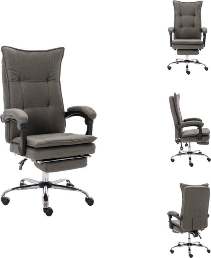 VidaXL Kantoorstoel Verstelbaar Ergonomisch ontwerp Grijs 64 x 68 x (113 120) cm Bureaustoel