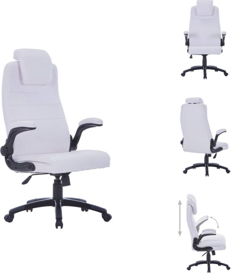 VidaXL Kantoorstoel Wit 68x74x(118-128)cm Verstelbare hoofdsteun en armleuningen Bureaustoel