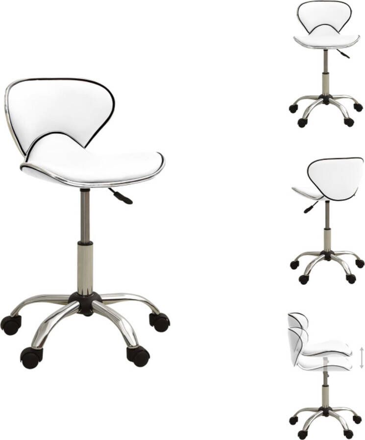 VidaXL Kantoorstoel Zitcomfort 360 graden draaibaar Wit Kunstleer 46.5x48.5x(69.5-83.5)cm 110kg Bureaustoel