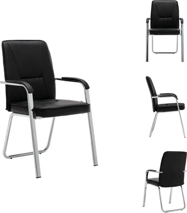 VidaXL Kantoortstoel Ergonomische rugleuning Zacht gevoerde zitting Hoogwaardig kunstleer Stevige stoelpoten Zwart 56x61x94cm Bureaustoel