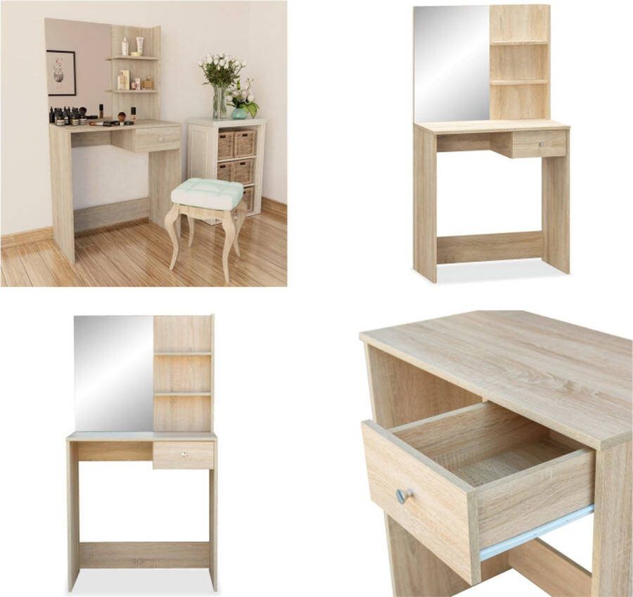 VidaXL Kaptafel 75x40x141 cm spaanplaat eikenkleur Kaptafel Kaptafels Make-up Tafel Make-up Tafels