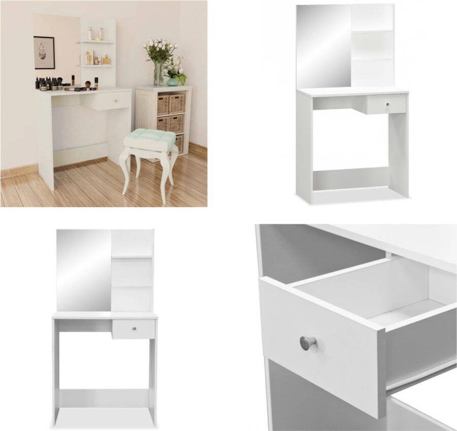 VidaXL Kaptafel 75x40x141 cm spaanplaat wit Kaptafel Kaptafels Make-up Tafel Make-up Tafels