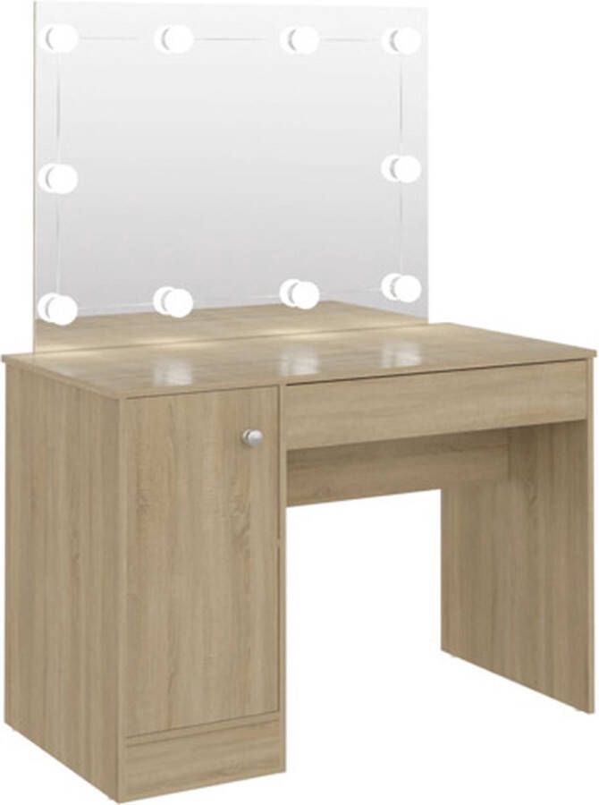 VidaXL Kaptafel met LED-verlichting 110x55x145 cm MDF eikenkleurig