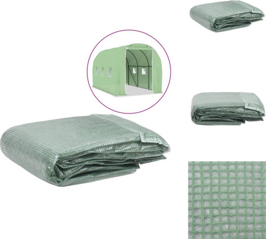 VidaXL Kashoes Groen PE 200x343x200 cm Met deur en 6 ramen Tuinmeubelhoes