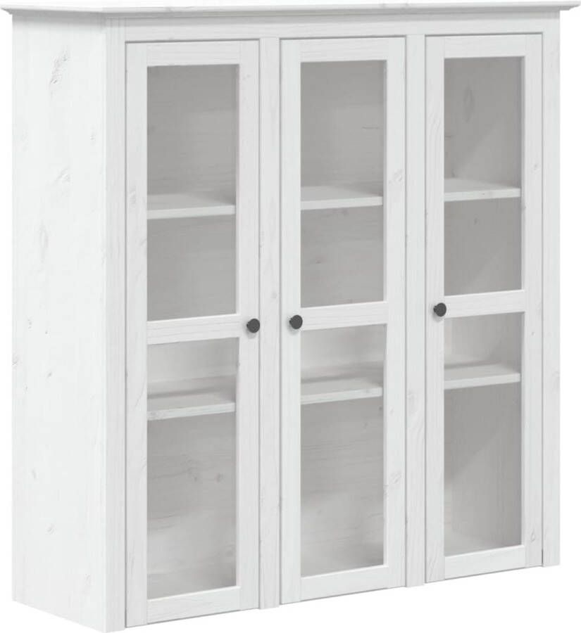 VidaXL -Kast-met-glazen-deuren-BODO-massief-grenenhout-wit