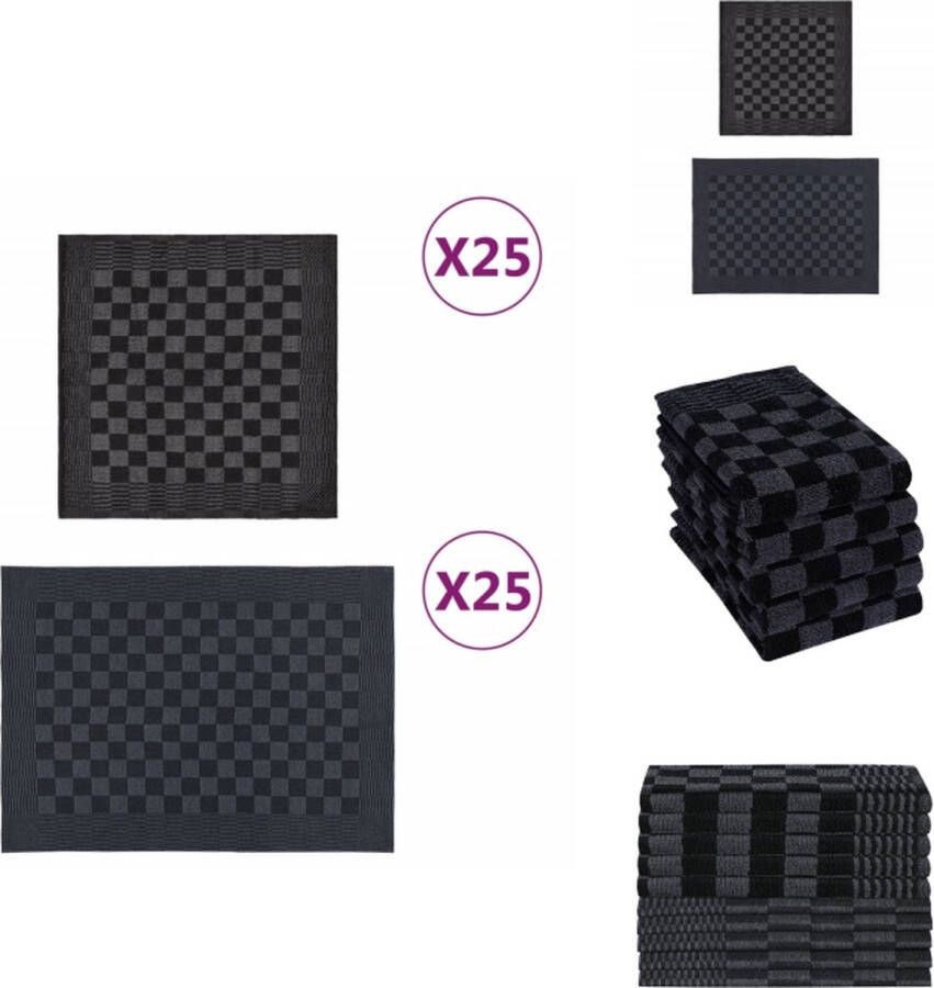 VidaXL Keukendoeken Set 50 stuks 100% katoen zwart grijs Handdoek