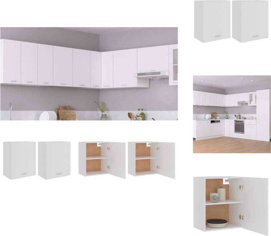 VidaXL Keukenkasten Opberg 50x31x60cm Wit Hout 2 Schappen Keukenkast