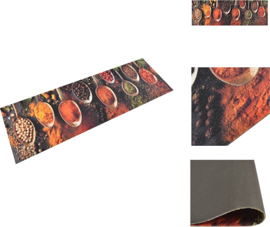 VidaXL Keukenloper Lepel- en Kruidenprint 180 x 60 cm 5 mm dik Fluweel- en latex materiaal Deurmat
