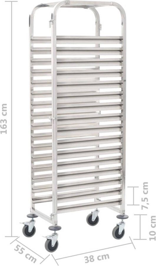 VidaXL -Keukentrolley-16-laags-38x55x163-cm-roestvrij-staal