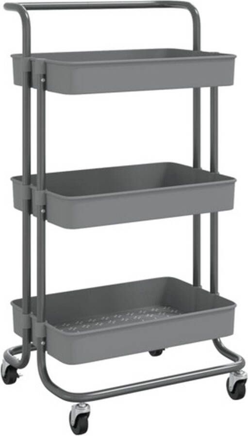 VidaXL -Keukentrolley-3-laags-42x35x85-cm-ijzer-en-ABS-grijs