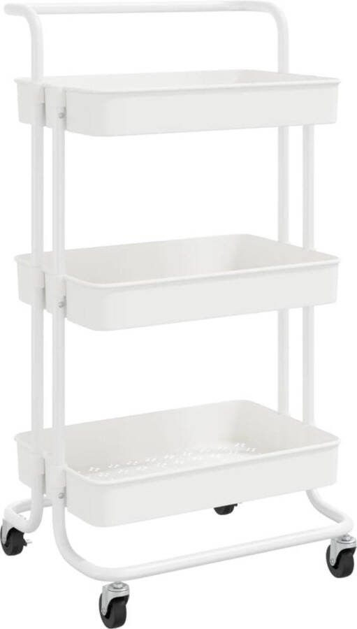 VidaXL -Keukentrolley-3-laags-42x35x85-cm-ijzer-en-ABS-wit