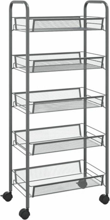 VidaXL -Keukentrolley-5-laags-46x26x105-cm-ijzer-grijs