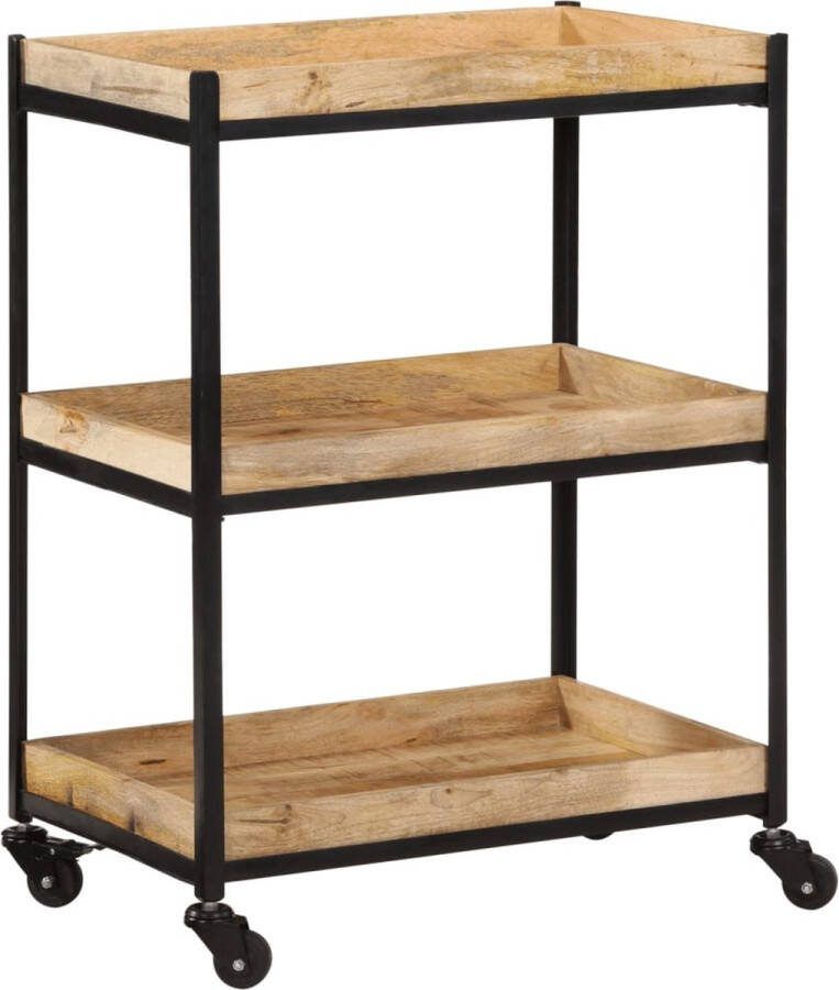VidaXL Keukentrolley 60x40x80 cm massief ruw mangohout