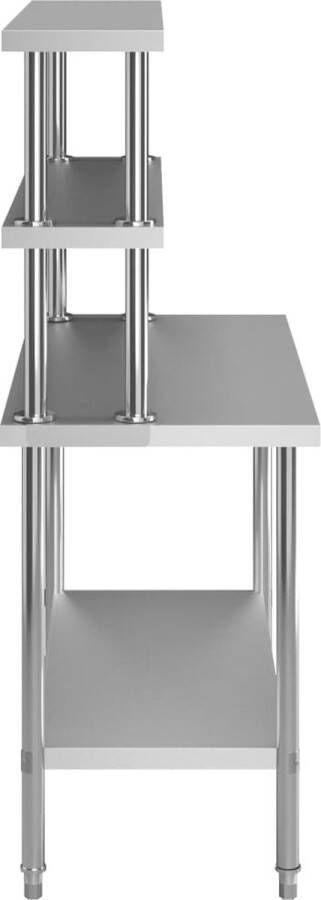 VidaXL Keukenwerktafel met bovenschap 120x60x150 cm roestvrij staal