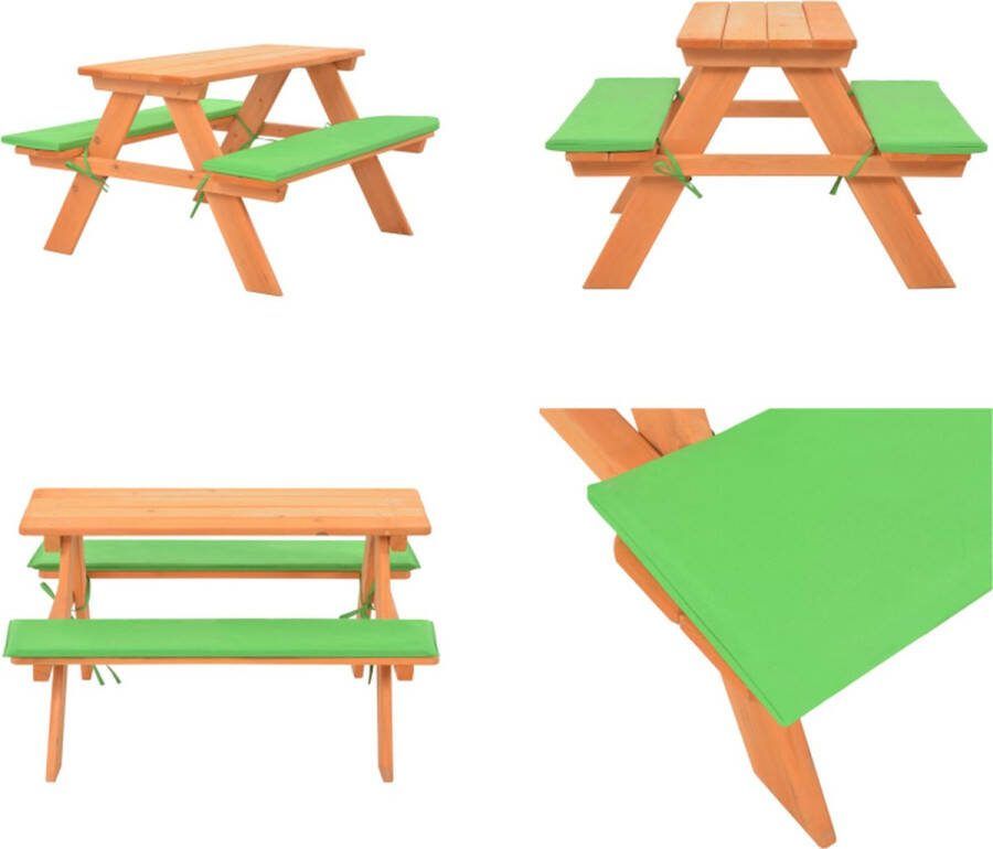 VidaXL Kinderpicknicktafel met banken 89x79x50 cm massief vurenhout Kinderpicknicktafel Kinderpicknicktafels Picknicktafel Picknicktafels