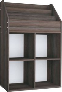 VidaXL Kindertijdschriftenrek 71x30x114 Cm Spaanplaat Grijs En Eiken