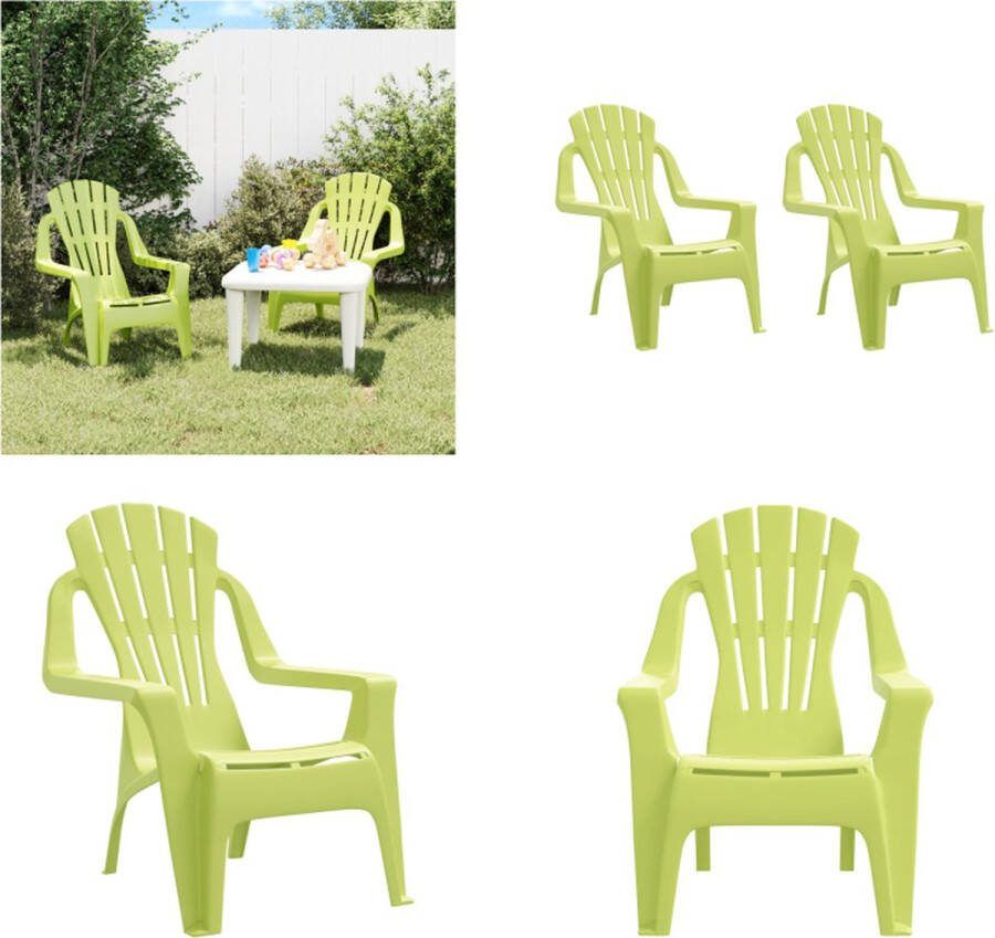 VidaXL Kindertuinstoelen 2 st hout-look 37x34x44 cm polypropeen groen Tuinstoel Tuinstoelen Campingstoel Terrasstoel