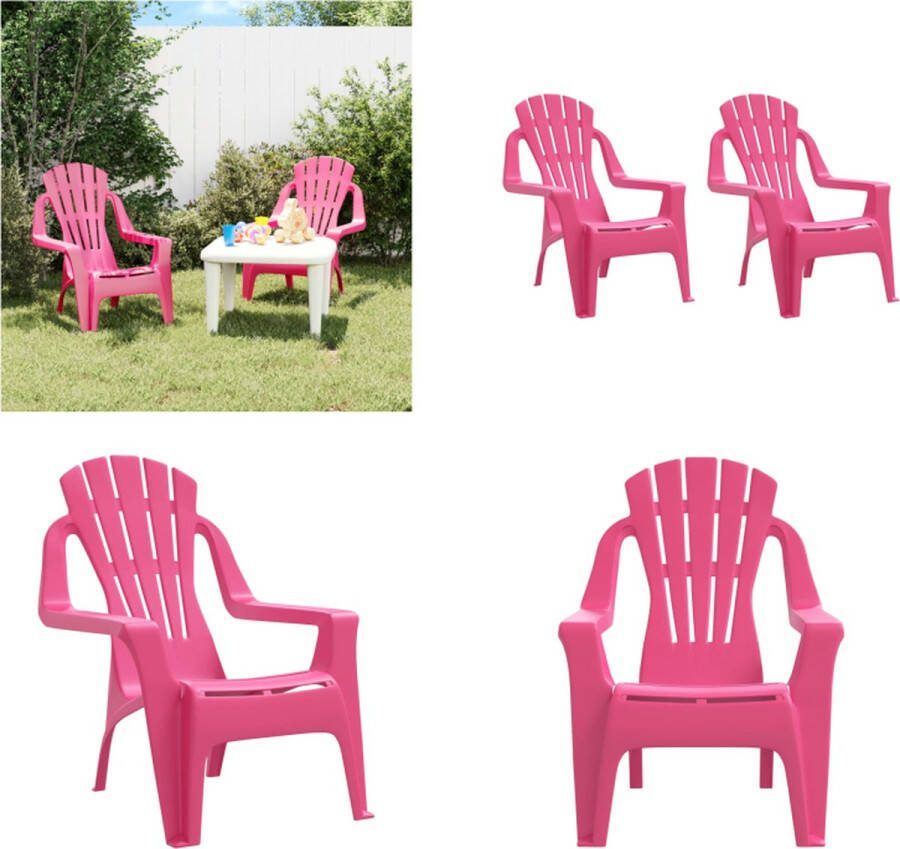 VidaXL Kindertuinstoelen 2 st hout-look 37x34x44 cm polypropeen roze Tuinstoel Tuinstoelen Campingstoel Terrasstoel
